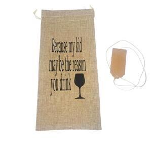 "Reason‎ You Drink" Wine Bag, Funny Parent Gift, Handmade Burlap, Hostess NEW